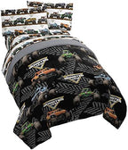 Monster Jam Full Size Comforter Set 5 Piece Kids Bedding for Boys, Black by JayFranco