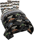 Jay Franco Monster Jam 5 Piece Queen Bed Set - Includes Comforter & Sheet Set - Grave Digger & Megalodon - Super Soft Fade Resistant Microfiber by JayFranco