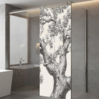 Window Privacy Film Frosted, Vintage Botanical Static Cling Door Window Covering, Antique Foliage Tree Rustic UV Blocking Windows Film for Office, Hotel, Bedroom, 29.5 x 78.7 Inches - Image 5
