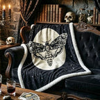 Sleepwish Throw Blanket Sherpa Fleece Halloween Black King Blanket Moth - Image 2