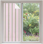 Window Privacy Film Frosted, Pink Brown Striped Non-Adhesive Static Cling Window Tint, Modern Farmhouse Vertical Stripes Insulated Windows Frosted Films for Living Room, 35.4 x 78.7 Inches by Unknown