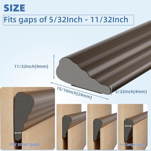 Wedge-Shape Window Weather Stripping Door Frame Seal 3Pcs×196” Brown - Image 2