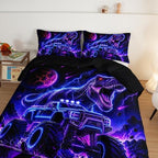 HOSIMA Neon Dinosaur Truck Twin Bedding Sets for Boys with 2 Pillowcases. - Image 4