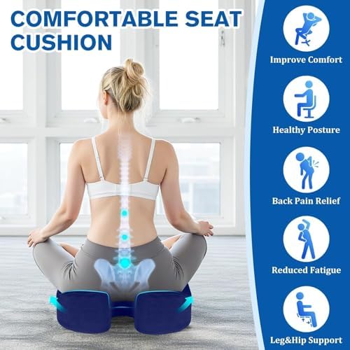 CushyOasis Seat Cushion, Office Chair Cushions, 5.28 in Thick (Blue) - Image 3