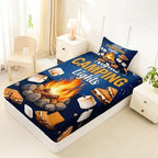 Erosebridal RV Camper Twin Fitted Sheet, Outdoor Camping Themed Bedding Set for Kids Girls Boys, Fun Summer Campsite Bed Sheets, Hiking Camping Lover Gifts Room Decor (No Top Sheet) - Image 4