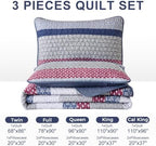 WONGS BEDDING Queen Size Quilt Set, Boho Striped Patchwork Bedspread - Image 7