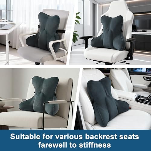 Lumbar Support Pillow(Pat. Pend) for Lower Back Pain Relief – Multi-Functional Ergonomic Lumbar Cushion, Reading Pillow for Office Chair, Car Seat & Sofa,Charcoal Gray - Image 6