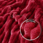 Exclusivo Mezcla Striped Queen Size Fleece Blanket for Bed, Deep Red - Image 5