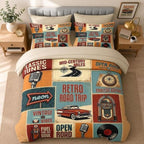 WeCozy Queen Comforter Set with Sheets, 7 Pieces Retro Car Bedding by WeCozyHomeDecor