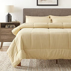 Sweet Home Collection 7 Piece Comforter Set Bag Solid Color All Season Soft Down Alternative Blanket & Luxurious Microfiber Bed Sheets, Camel, Queen - Image 5