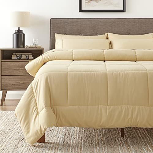 Sweet Home Collection 7 Piece Comforter Set Bag Solid Color All Season Soft Down Alternative Blanket & Luxurious Microfiber Bed Sheets, Camel, Queen - Image 5