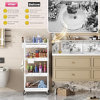 Goovilla Rolling Makeup Organizer Cart with Removable Drawer, 4 Tier White - Image 7