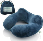 Inflatable Travel Neck Pillow: Extra-Soft, Cushion. for Airplanes, Trains, Cars, Portable Travel Accessory-with Carrying Pouch for Cell Phone and Passport Etc. (Blue 2 Pack) - Image 5