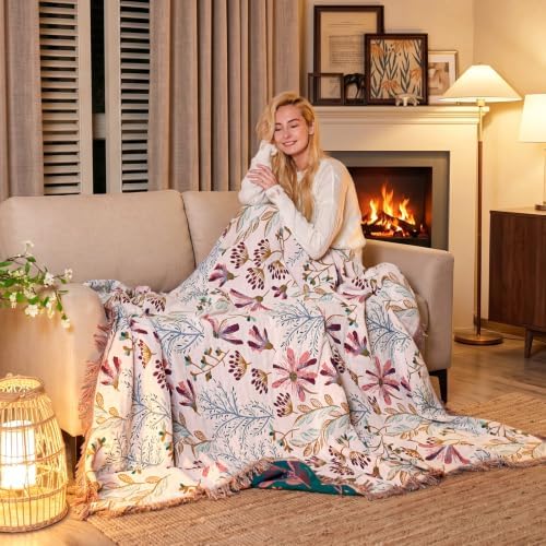 LUTBM Boho Throw Blanket for Bed 60"x80", All Season Cotton Couch Blankets - Image 5