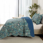 HoneiLife Botanical Quilt Queen Size - Floral Quilt Sets 3-Piece, Microfiber Bedspreads Wildflower Coverlets Lightweight Bed Cover, Queen Quilt Bedding Sets All Season Use - Image 2