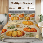 BlessLiving Autumn Quilt Set Twin: 3 Piece Pumpkin Bedspread Lightweight Microfiber Fall Harvest Pattern Bedding Decor All Season for Kids Adults - Image 3