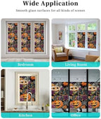 Window Privacy Film Frosted, Pumpkins Halloween Non-Adhesive Static Cling Window Tint, Black Horror Purple Floral Insulated Windows Frosted Films for Living Room, 35.4 x 78.7 Inches - Image 7