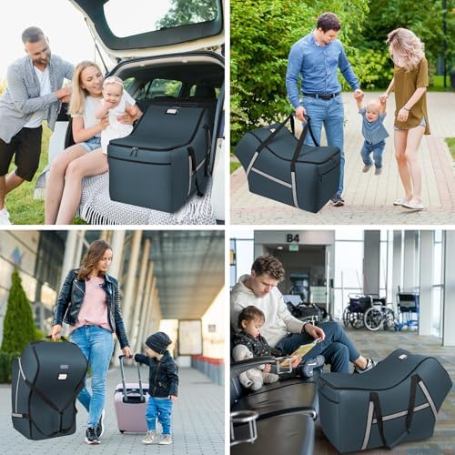 Infant Car Seat Travel Bag for Airplane Compatible with All Nuna Pipa Car Seat and Base,Chicco KeyFit 30 and Base, Padded Car Seat Bags for Air Travel,Car Seat Gate Check Bag with Side Pocket, Blue - Image 7
