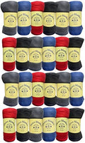 Yacht & Smith 24 Pack of Soft Fleece Blankets 50 X 60, Lightweight, Cozy Warm Throws Dark Colorful Blanket Sofa Travel Outdoor, Wholesale by YACHTSMITH
