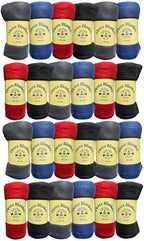 Yacht & Smith 24 Pack of Soft Fleece Blankets 50 X 60, Lightweight, Cozy Warm Throws Dark Colorful Blanket Sofa Travel Outdoor, Wholesale by YACHTSMITH