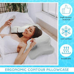 Hahafelt 2 Pcs Cooling Cervical Neck Pillowcase with Envelope Closure (Only Pillowcase) Ergonomic Pillow Case Smooth Soft Cool Case for Side Back Stomach Sleepers(Dark Gray,Queen Size) - Image 5