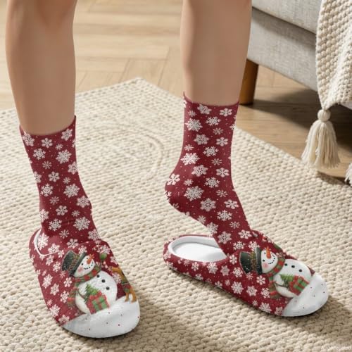 Christmas Fuzzy Slipper with Socks for Women Men Warm House Slipper and Socks Cozy Fuzzy Slippers for Indoor - Image 3