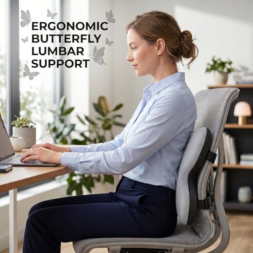 Butterfly Lumbar Support Pillow for Car and Chair, Gray - Image 2