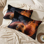 Basketball Pillowcases Queen Size Set of 2 - Football Soccer Pillow Cases with Envelope Closure, Boys Balls Sports Decorative Pillow Covers for Bed Couch, Soft Breathable Microfiber - Image 2