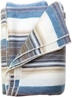 DAVLINA, Alpaca Wool Throw Blanket | Super Soft, Lightweight, Breathable and Hypoallergenic | Non-Itchy or Scratchy (Blue White Varicolored, Striped) by DAVLINA