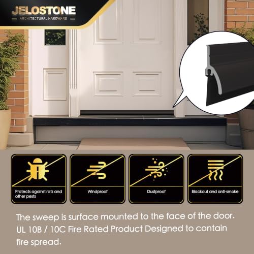 2 Pack – 48'' Door Bottom Sweep with Drip Cap (Dark Bronze Anodized) – Fire Rated Weather Stripping Door Seal Draft Stopper with Eco-V Vinyl Insert for Exterior & Interior Doors, JS-NV345 - Image 4