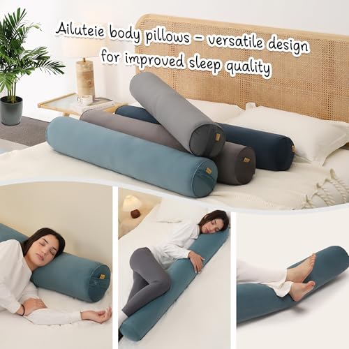 Body Pillow for Adults,Long Round Pillow,Big Cylindrical Pillow,Large Full Bolster Pillows for Side Sleepers (Slate Blue, 47.24"*7.87") - Image 6