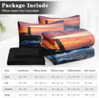 WeCozy Queen Comforter Set with Sheets, 7 Pieces Lighthouse Ocean Bedding - Image 6