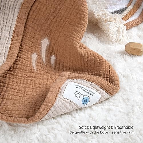 lulumoon Muslin Baby Blanket Neutral: Cotton Toddler Blanket for Daycare - Image 4