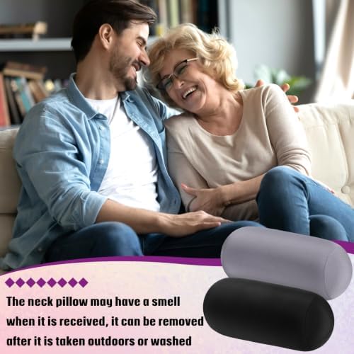 Geelin 2 Pcs Micro Bead Roll Pillow Bolster Neck Support,Grey,Black - Image 4