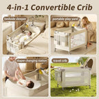 4-in-1 Pack and Play with Bassinet Bedside Sleeper for Baby Playard - Image 2