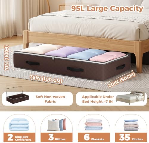 Budding Joy 6 Pack 95L Under bed Storage Containers Brown - Image 3