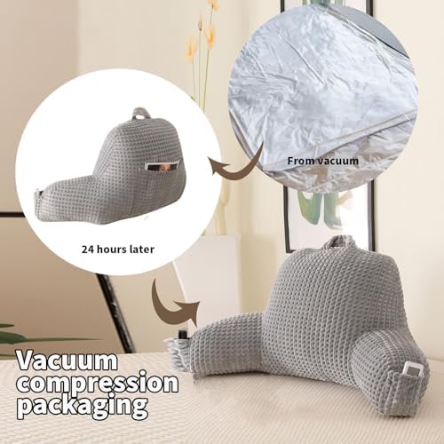 Reading Pillow with Arms for Bed Sitting,Gray Flannel - Image 4