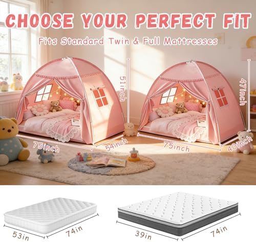 Full Size Kids Play Tent, Indoor Privacy Canopy Teepee for Boys & Girls, Portable Dark Room Sleeping Tent for Bedroom Floor Camping - Image 6