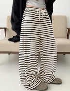 TARSE Women's Striped Barrel Pants Wide Leg Lounge Pants - Image 3
