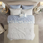 Madison Park Essentials Cozy Bed in a Bag Reversible Comforter with Complete Sheet Set - Modern Botanical Print All Season Cover, Shams, Decorative Pillow, Twin(68"x86"), Blue 6 Piece - Image 3