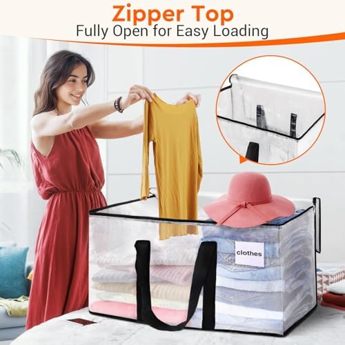 BlissTotes Moving Bags, 10-Pack Storage Bags, Moving Boxes Heavy Duty Extra Large, Moving Totes, Clear moving Bag, Reinforced Handles & Tag Pocket (93L) - Image 3