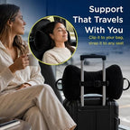 Next-GEN SleepLog Bone Shaped Chiropractic Neck Pillow – Adjustable Fill Cervical & Lumbar Support with 60" Positioning Strap – Latex Free – Full 15"x7" Black - Image 4