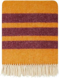 New Zealand Virgin Wool Throw Blanket, Indoor & Outdoor Blankets and Throws, Striped Soft Blanket with Fringes, 55 x 79 in (140 x 200 cm), Mustard Red by Cozy+Blankets