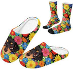 Womens Fuzzy Slipper with Socks Warm Cozy House Slipper and Socks Set Plush Winter Shoes for Indoor by Baxinh