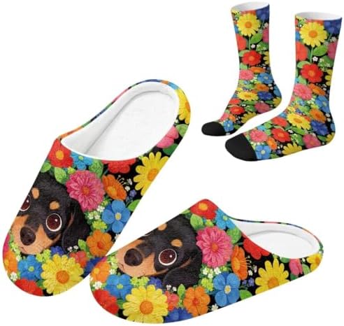 Womens Fuzzy Slipper with Socks Warm Cozy House Slipper and Socks Set Plush Winter Shoes for Indoor by Baxinh