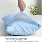 100% Pima Cotton Pillowcases – 800 Series, Ultra Soft & Cooling, Euro 26"x26", Set of 2 – Light Blue, Hotel Luxury Quality, Envelope Closure, Skin & Hair Friendly - Image 3