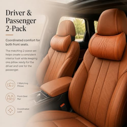Memory Foam Car Headrest Neck Pillow-2 Pack，Orange - Image 5