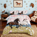 HOSIMA Horse Twin Comforter for Girls Western Bedding with 2 Pillowcases. by HOSIMA
