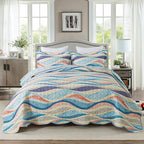 HoneiLife King Quilt Bedding Set - 3 Pieces Beach Quilt Sets Coastal Bedspreads Ocean Coverlets Microfiber Bed Cover All Season Quilts by HoneiLife