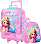 Kids Luggage for Girls 18", 2PCS Carry-on Suitcase Mermaid Set Pink by FTJCF